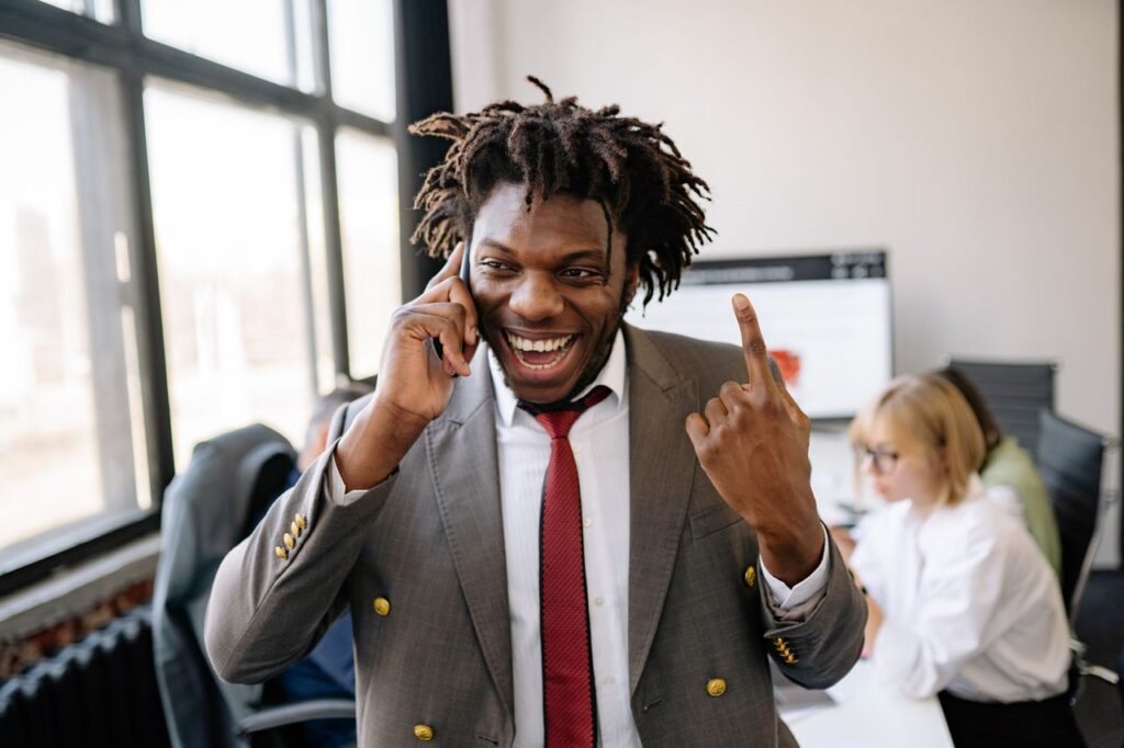 A young man excelling in a sales and marketing job